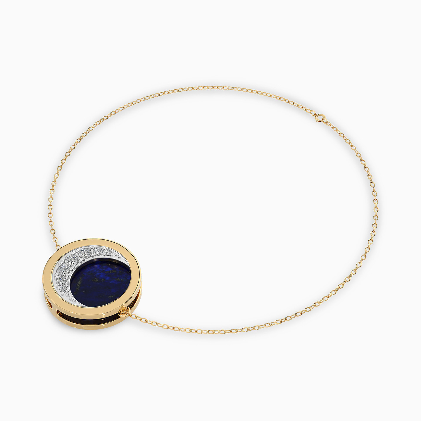 Crescent Diamond & Enamel CoatedChain Bracelet in 18K Gold - 3 Crescent Diamond & Enamel CoatedChain Bracelet in 18K Gold - 3