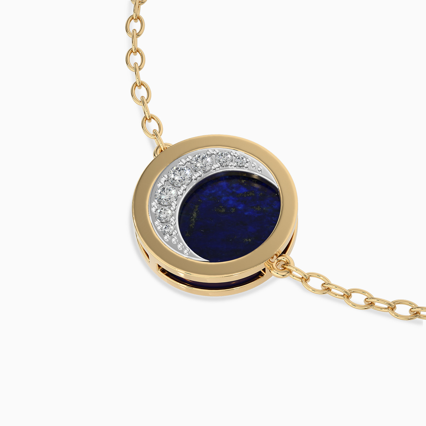 Crescent Diamond & Enamel CoatedChain Bracelet in 18K Gold - 4 Crescent Diamond & Enamel CoatedChain Bracelet in 18K Gold - 4