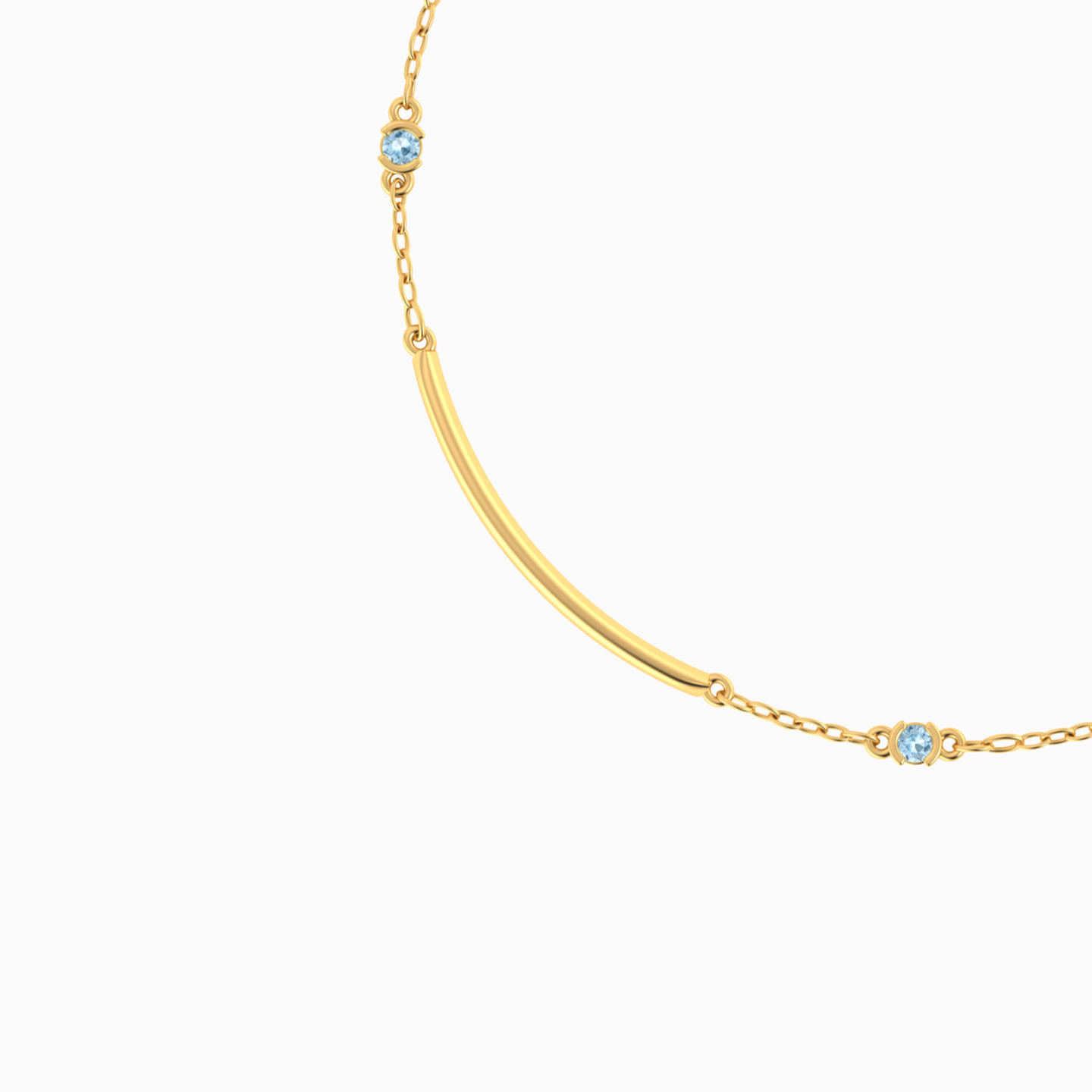 18K Gold Colored Stones Chain Bracelet - 3