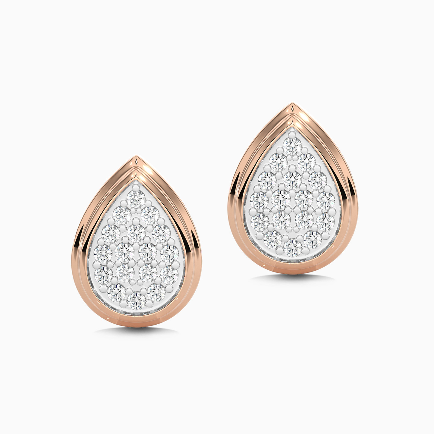 Pear Diamond Stud Earrings in 18K Gold - 2 Pear Diamond Stud Earrings in 18K Gold - 2