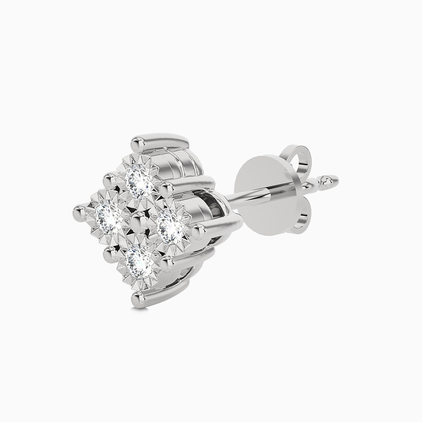 Square Diamond Stud Earrings in 18K Gold - 4 Square Diamond Stud Earrings in 18K Gold - 4