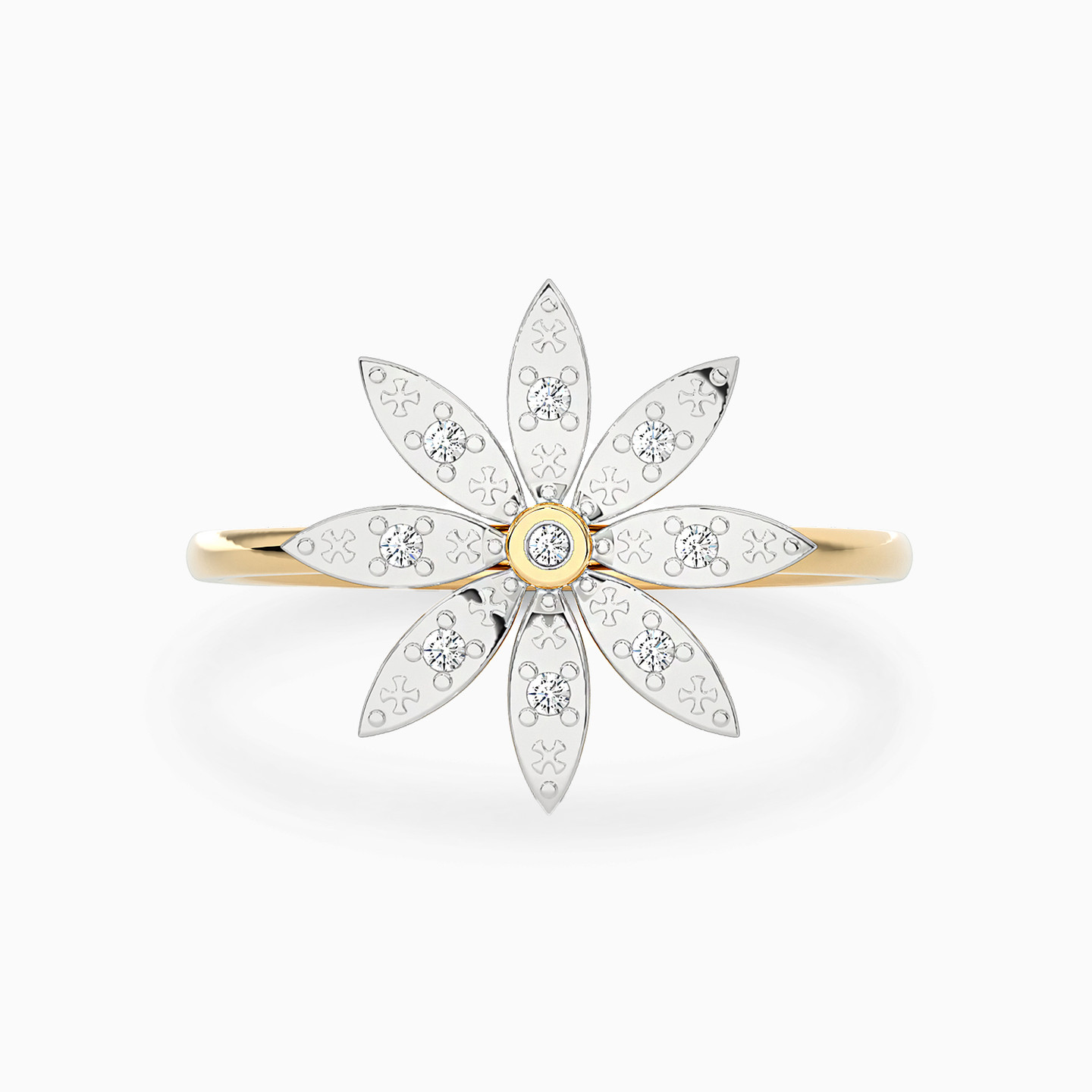 Flower Diamond Ring in 18K Gold - 2 Flower Diamond Ring in 18K Gold - 2