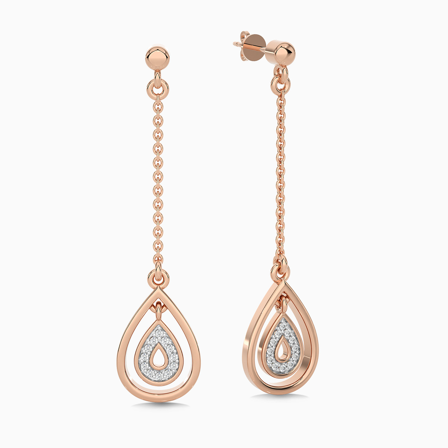 Pear Diamond Drop Earrings in 18K Gold - 3 Pear Diamond Drop Earrings in 18K Gold - 3