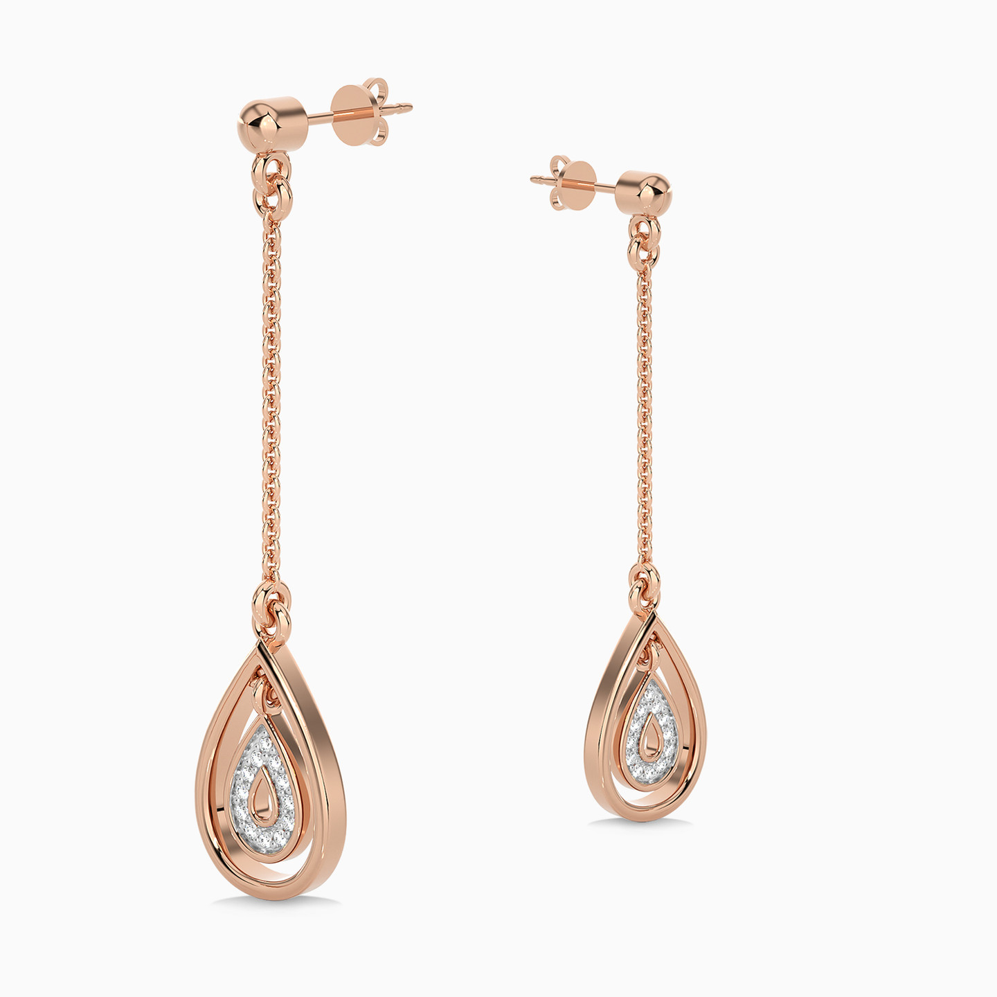 Pear Diamond Drop Earrings in 18K Gold - 4 Pear Diamond Drop Earrings in 18K Gold - 4