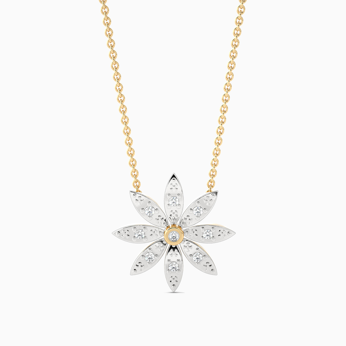 Flower Diamond Pendant in 18K Gold
