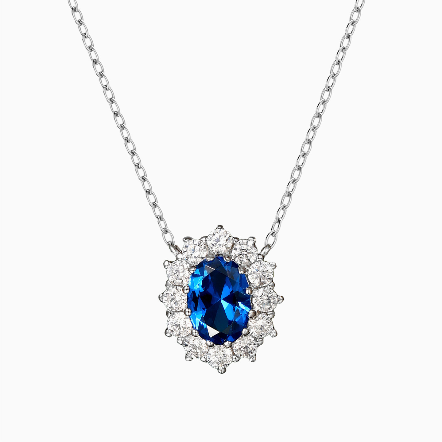 Oval Blue Stone Sterling Silver Necklace Oval Blue Stone Sterling Silver Necklace