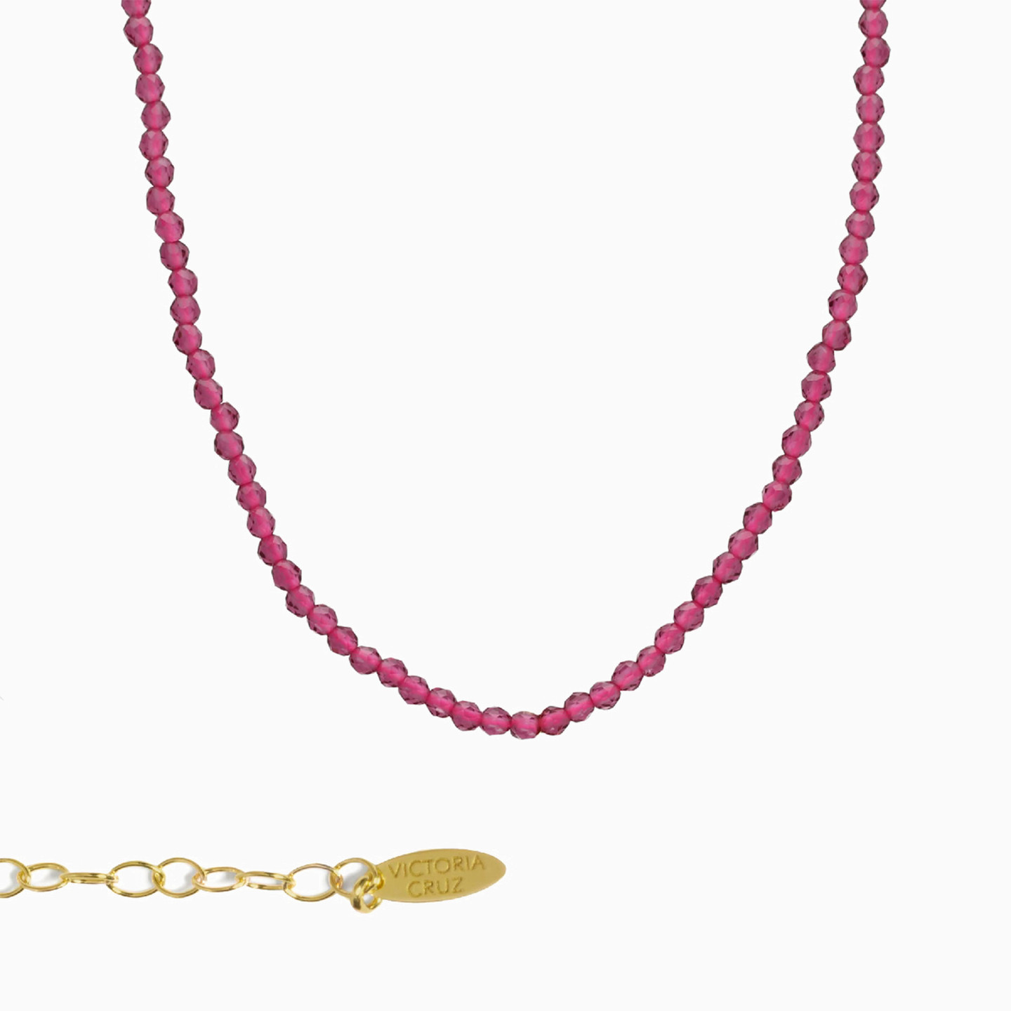 Gold Plated Colored Stones Chain Necklace