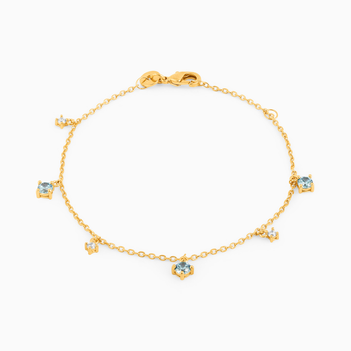 Gold Plated Colored Stones Charms Bracelet