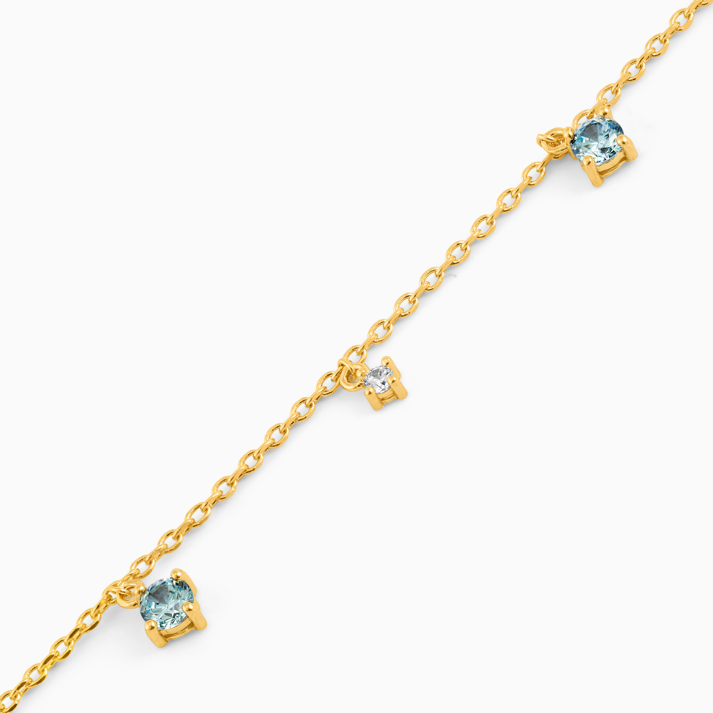 Gold Plated Colored Stones Charms Bracelet - 3