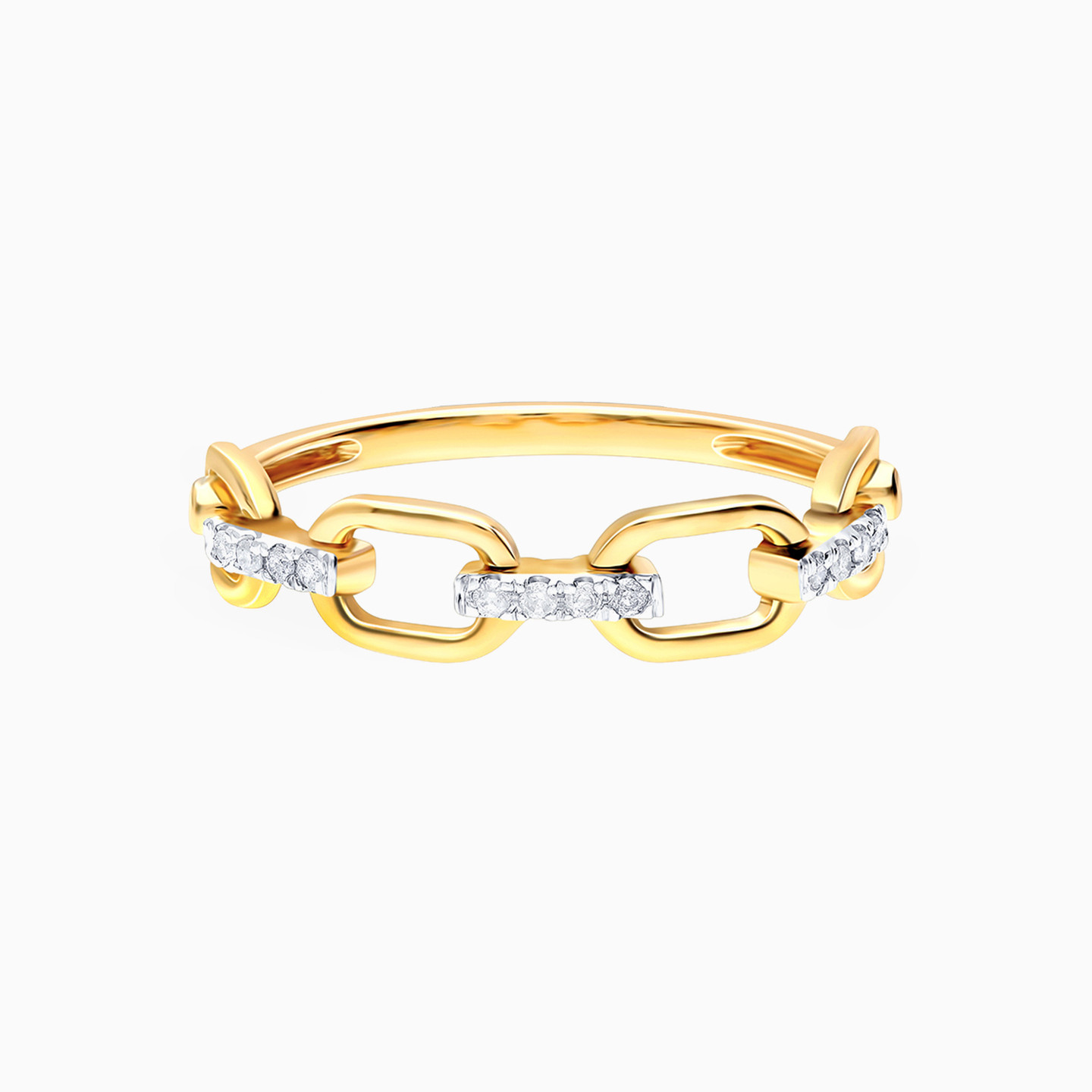 خاتم ذهب مترابط عيار 18 قيراط مزين بالألماس - 2 خاتم ذهب مترابط عيار 18 قيراط مزين بالألماس - 2