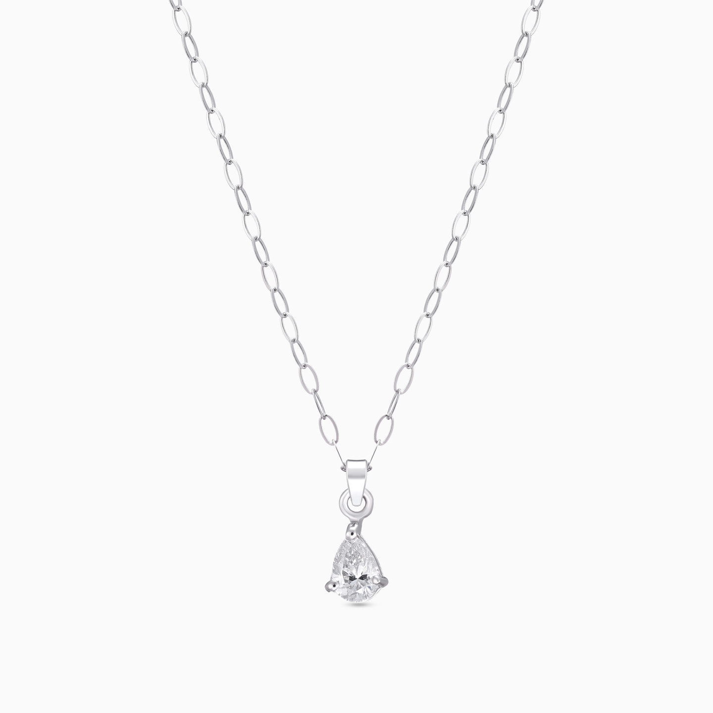 Kids Pear Diamond Pendant Necklace in 18K Gold - 5