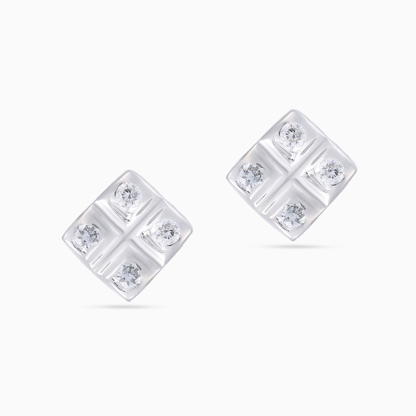 Kids Square Diamond Stud Earrings in 18K Gold - 3 Kids Square Diamond Stud Earrings in 18K Gold - 3