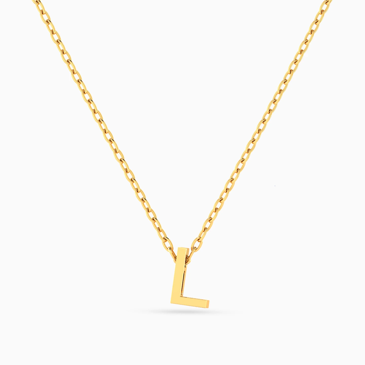 Letter L Necklace in 18K Gold - 3 Letter L Necklace in 18K Gold - 3