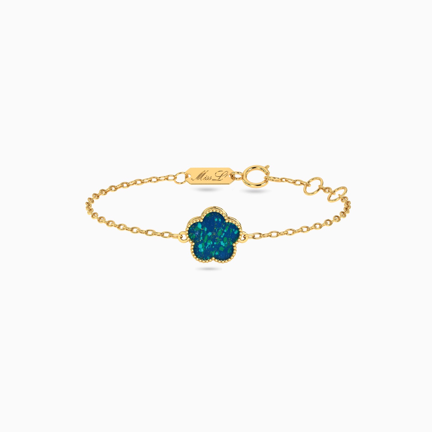 Kids Flower Blue Stone Chain Bracelet in 18K Gold Kids Flower Blue Stone Chain Bracelet in 18K Gold