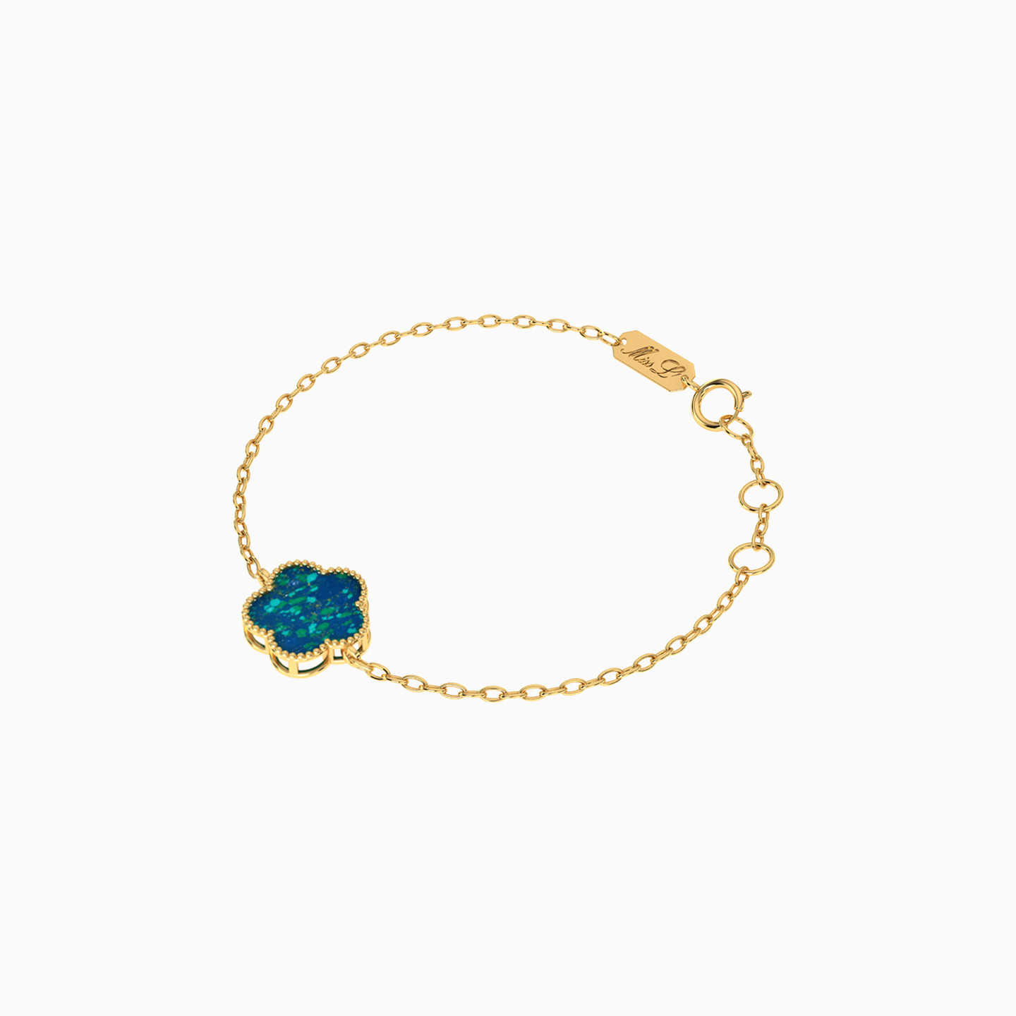 Kids Flower Blue Stone Chain Bracelet in 18K Gold - 2 Kids Flower Blue Stone Chain Bracelet in 18K Gold - 2