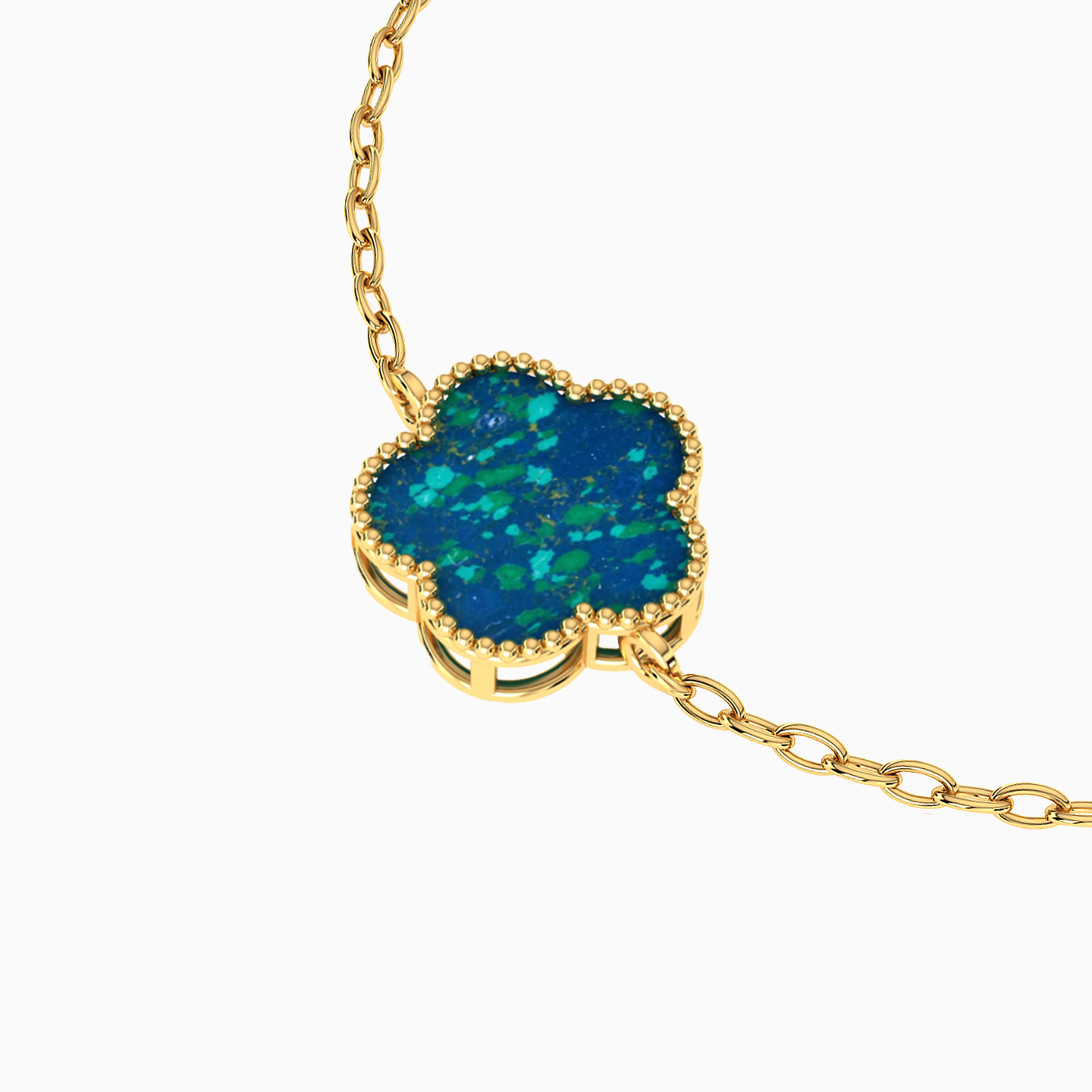 Kids Flower Blue Stone Chain Bracelet in 18K Gold - 3 Kids Flower Blue Stone Chain Bracelet in 18K Gold - 3