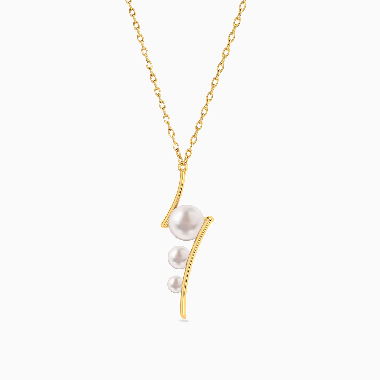 Abstract Pearl Necklace in 18K Gold - 3 Abstract Pearl Necklace in 18K Gold - 3