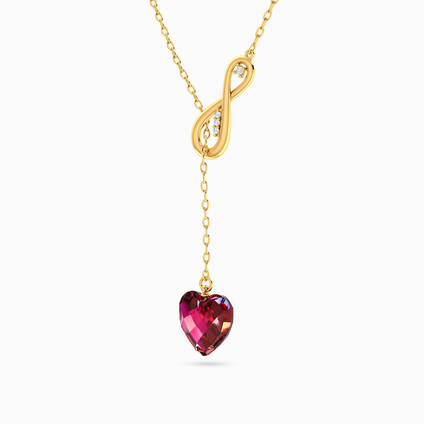 Heart Rose Stone Necklace in 18K Gold - 2 Heart Rose Stone Necklace in 18K Gold - 2