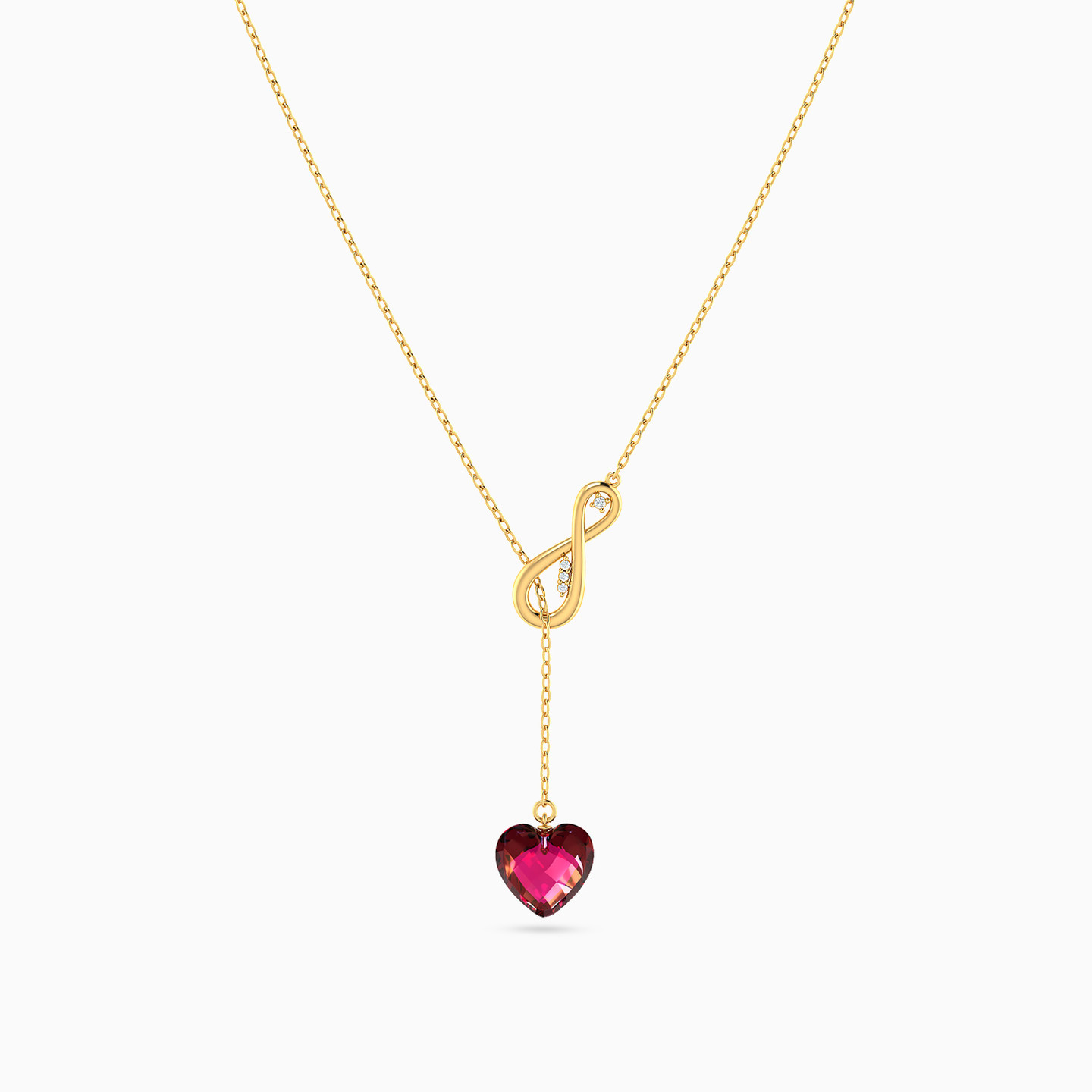 Heart Rose Stone Necklace in 18K Gold - 3 Heart Rose Stone Necklace in 18K Gold - 3