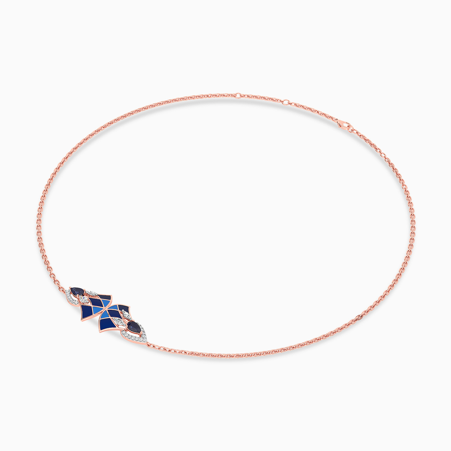 Triangle Diamond & Colored Stones Chain Bracelet in 18K Gold - 3 Triangle Diamond & Colored Stones Chain Bracelet in 18K Gold - 3