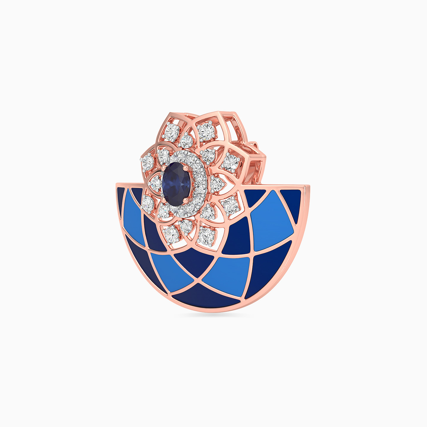 Cutwork Diamond & Enamel Coated Stud Earrings in 18K Gold - 5 Cutwork Diamond & Enamel Coated Stud Earrings in 18K Gold - 5
