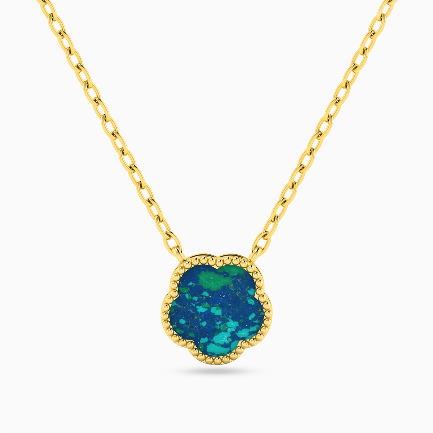 18K Gold Colored Stones Pendant Necklace