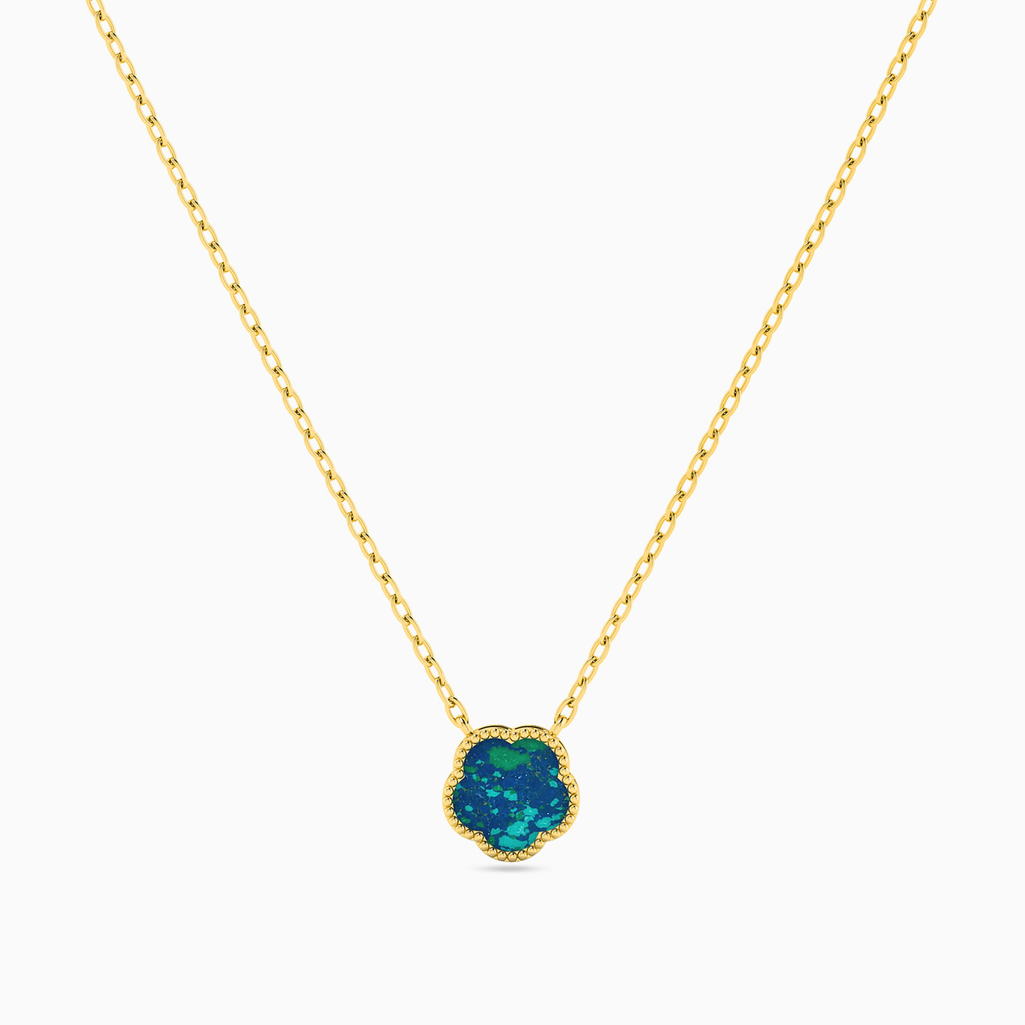 18K Gold Colored Stones Pendant Necklace - 3