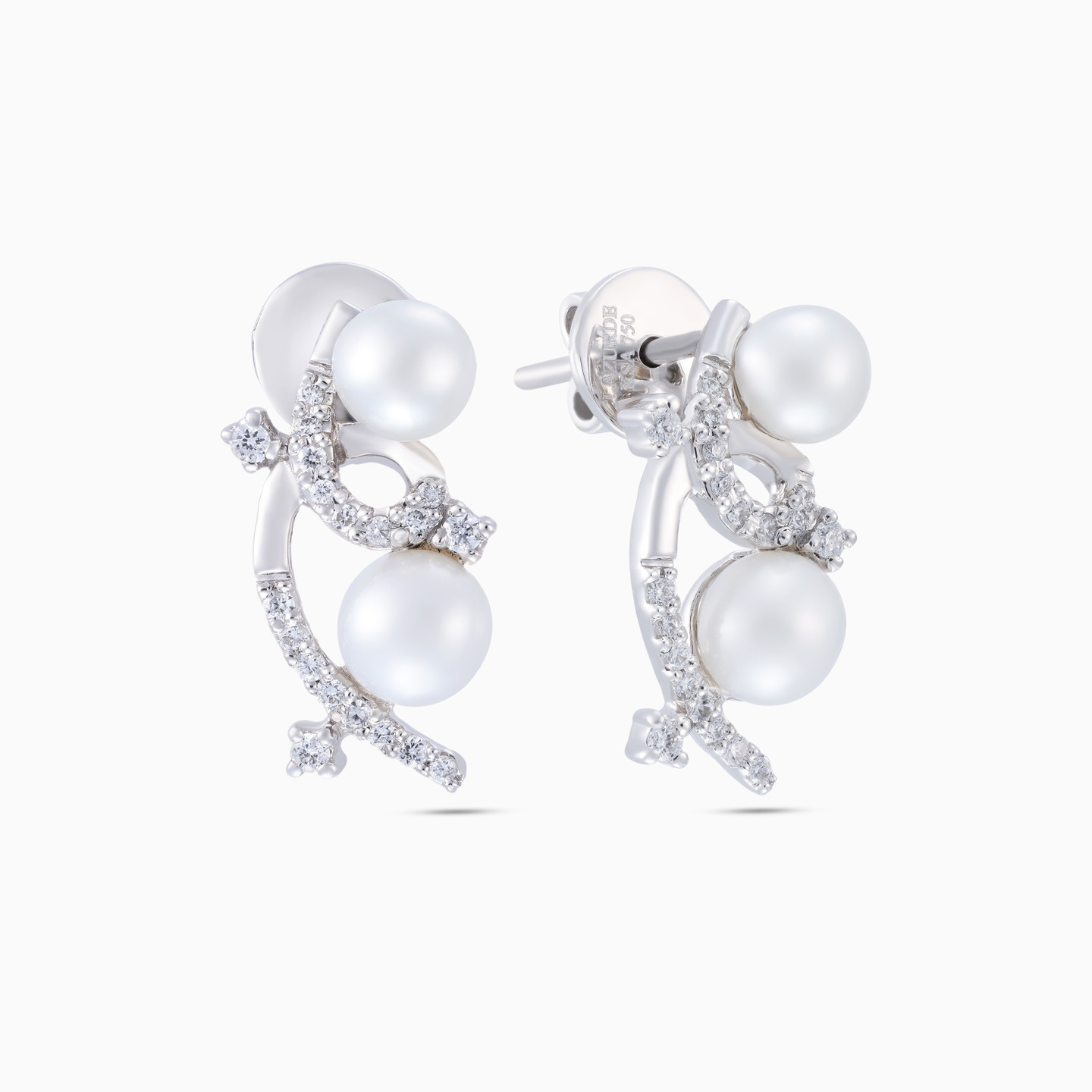 Wave Diamond & Pearl Half Set in 18K Gold (3 Pieces) - 5 Wave Diamond & Pearl Half Set in 18K Gold (3 Pieces) - 5