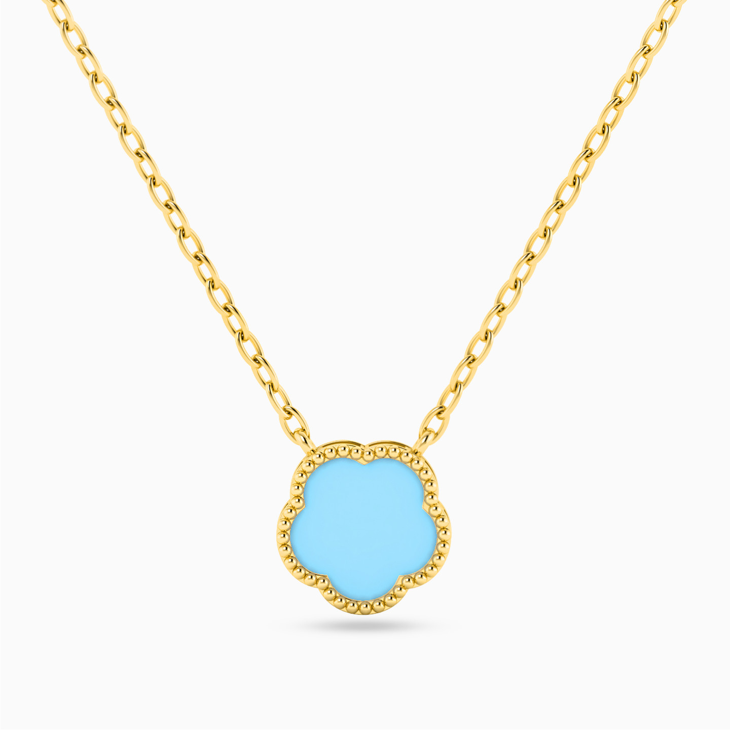 Flower Colored Stones Necklace In 18K Gold