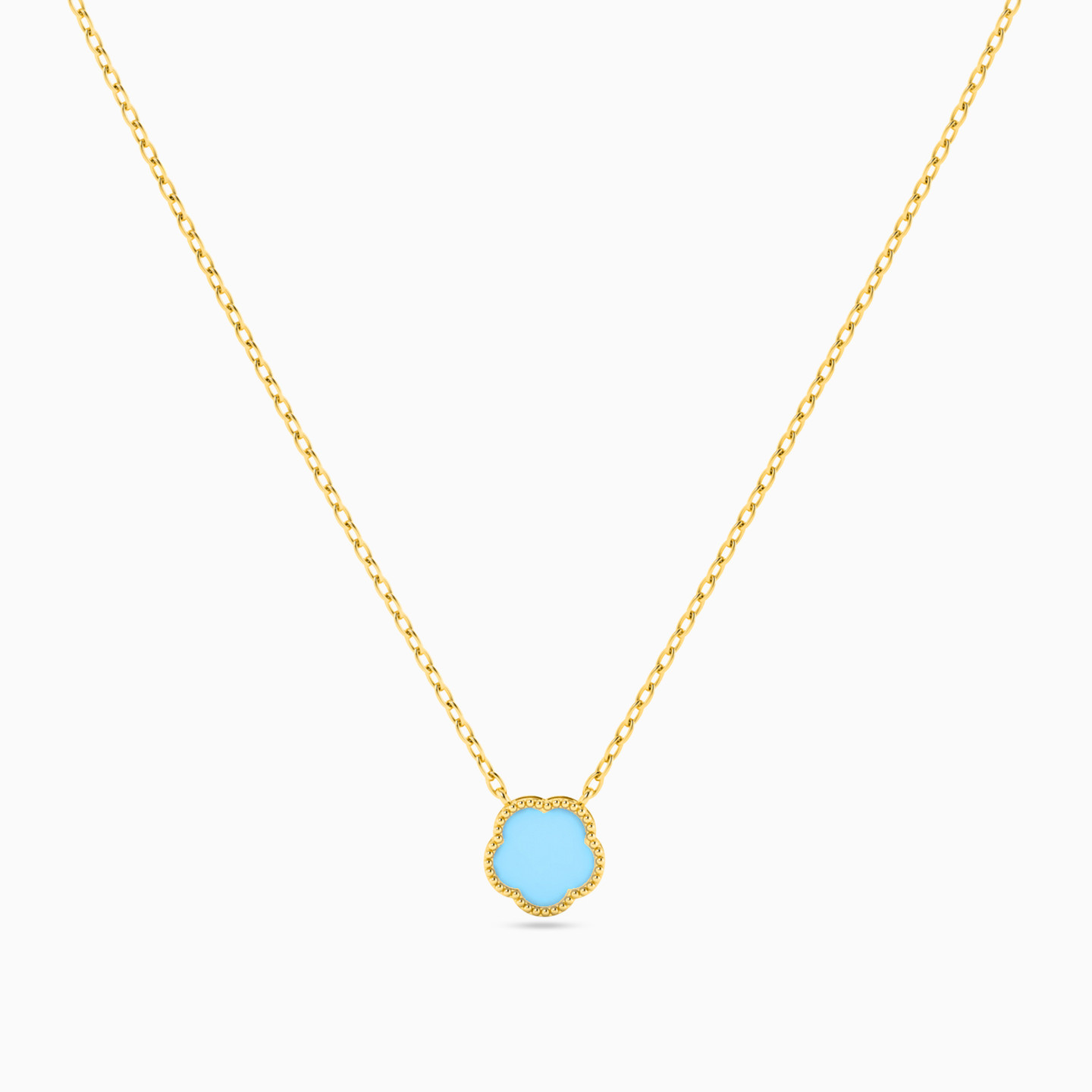 Flower Colored Stones Necklace In 18K Gold - 3