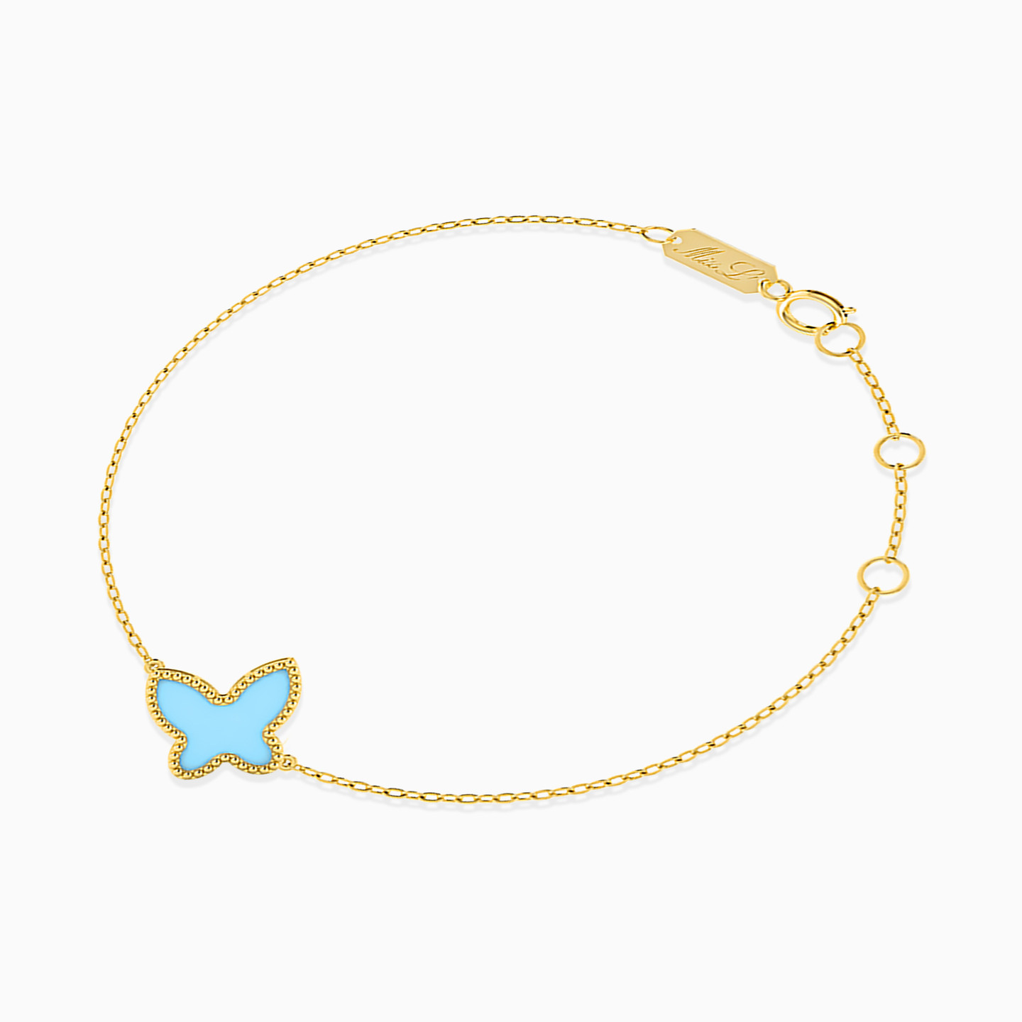 Butterfly Colored Stones Chain Bracelet in 18K Gold - 2 Butterfly Colored Stones Chain Bracelet in 18K Gold - 2