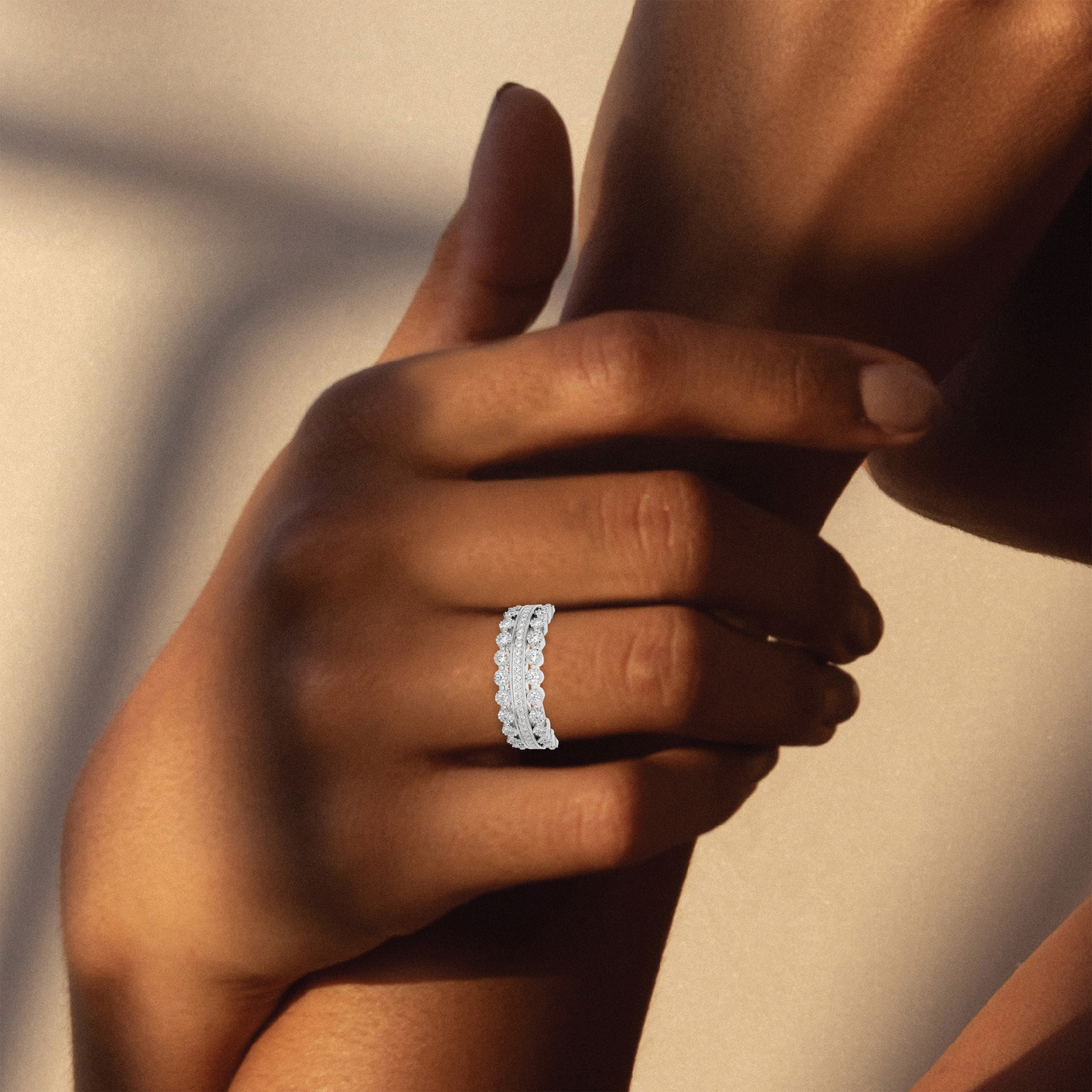 Layered Diamond Ring in 18K Gold - 4 Layered Diamond Ring in 18K Gold - 4