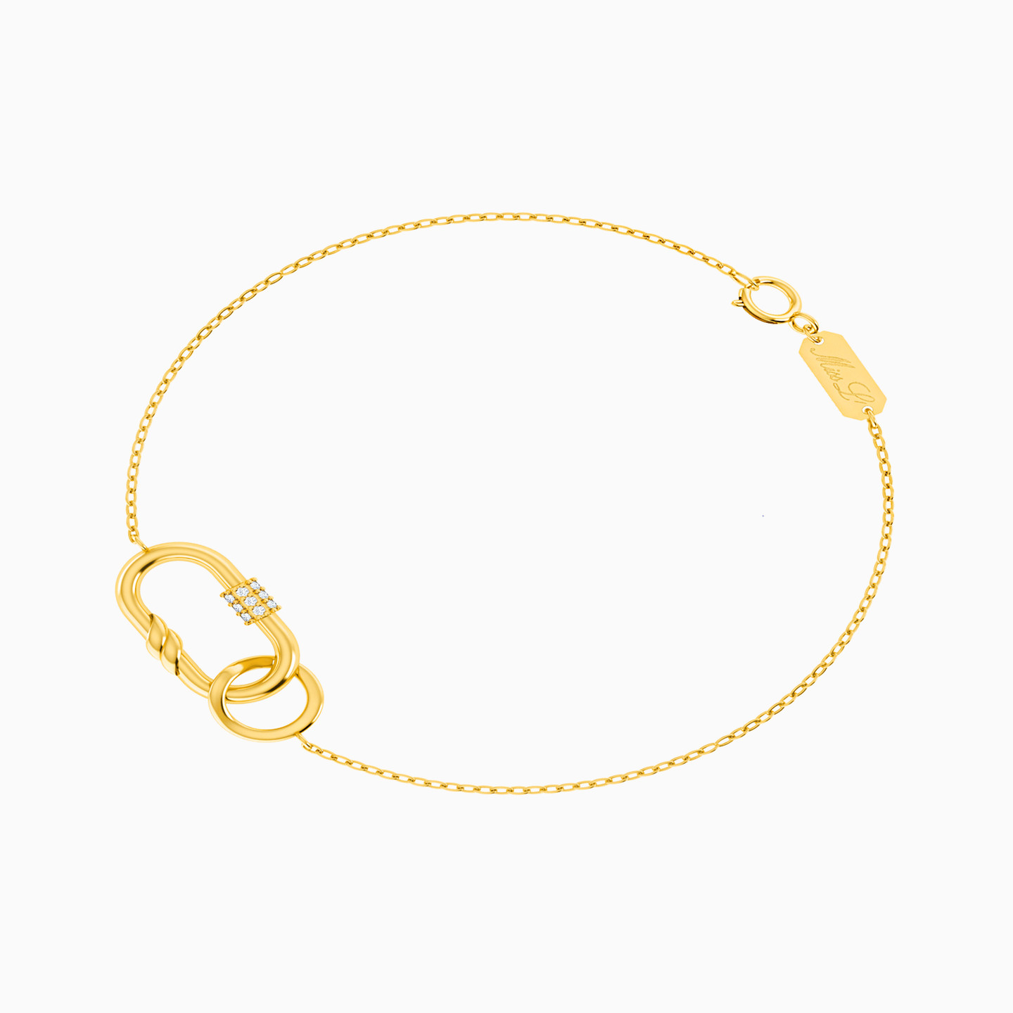 Links Diamonds Chain Bracelet in 18K Gold - 2 Links Diamonds Chain Bracelet in 18K Gold - 2