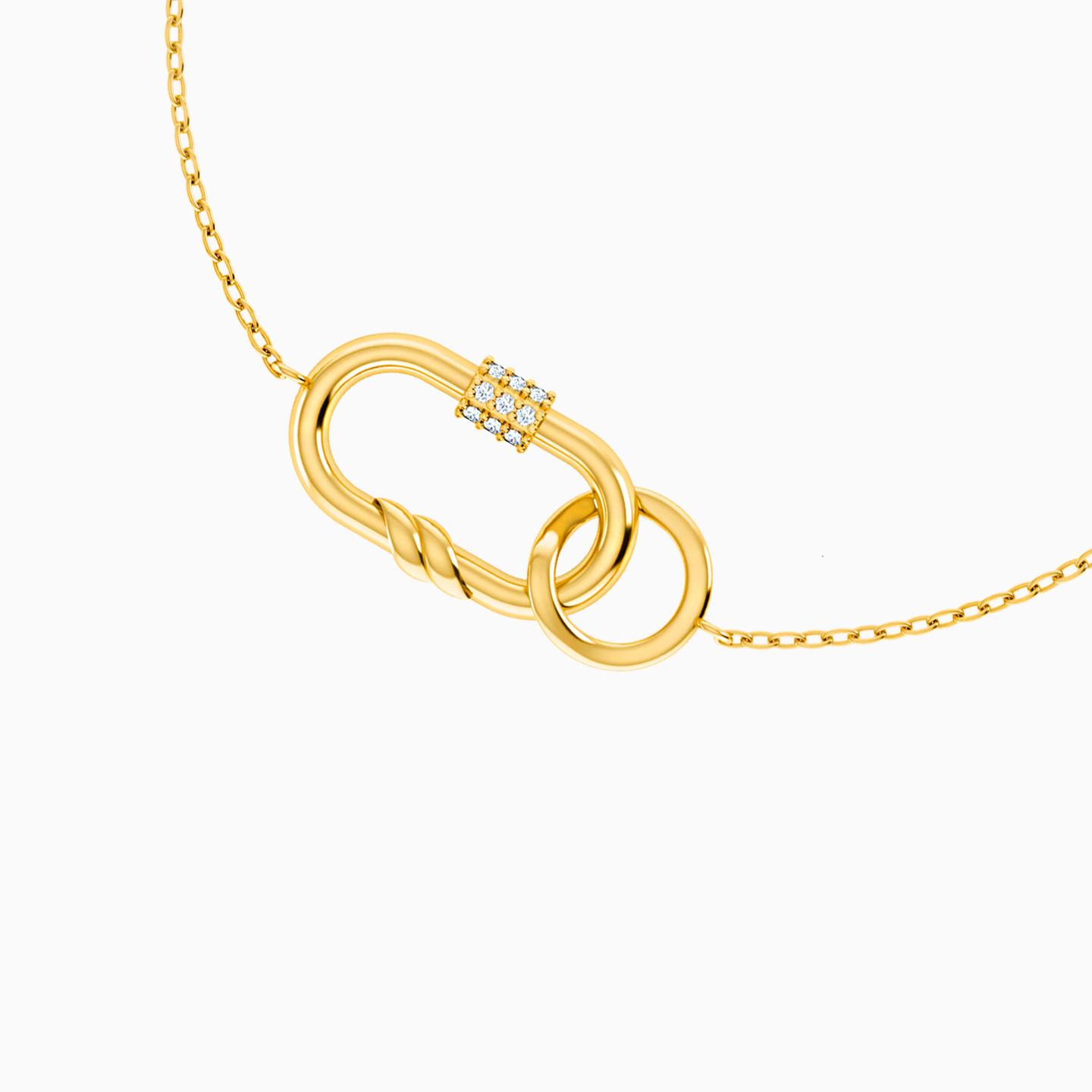 Links Diamonds Chain Bracelet in 18K Gold - 3 Links Diamonds Chain Bracelet in 18K Gold - 3