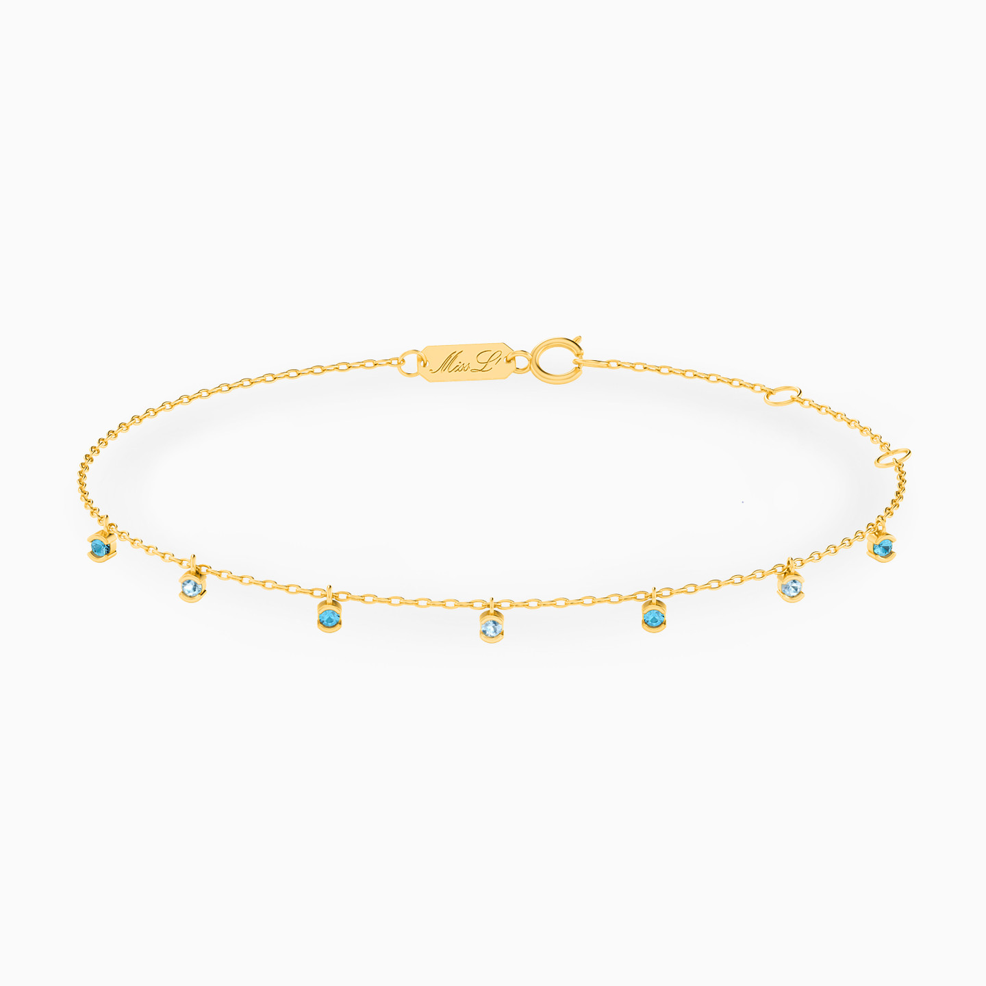 18K Gold Colored Stones Chain Anklet