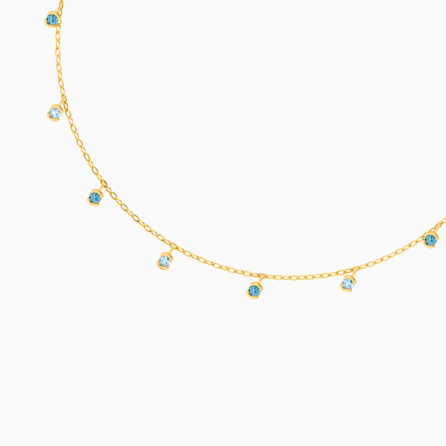 Circle Colored Stones Chain Anklet in 18K Gold - 3 Circle Colored Stones Chain Anklet in 18K Gold - 3