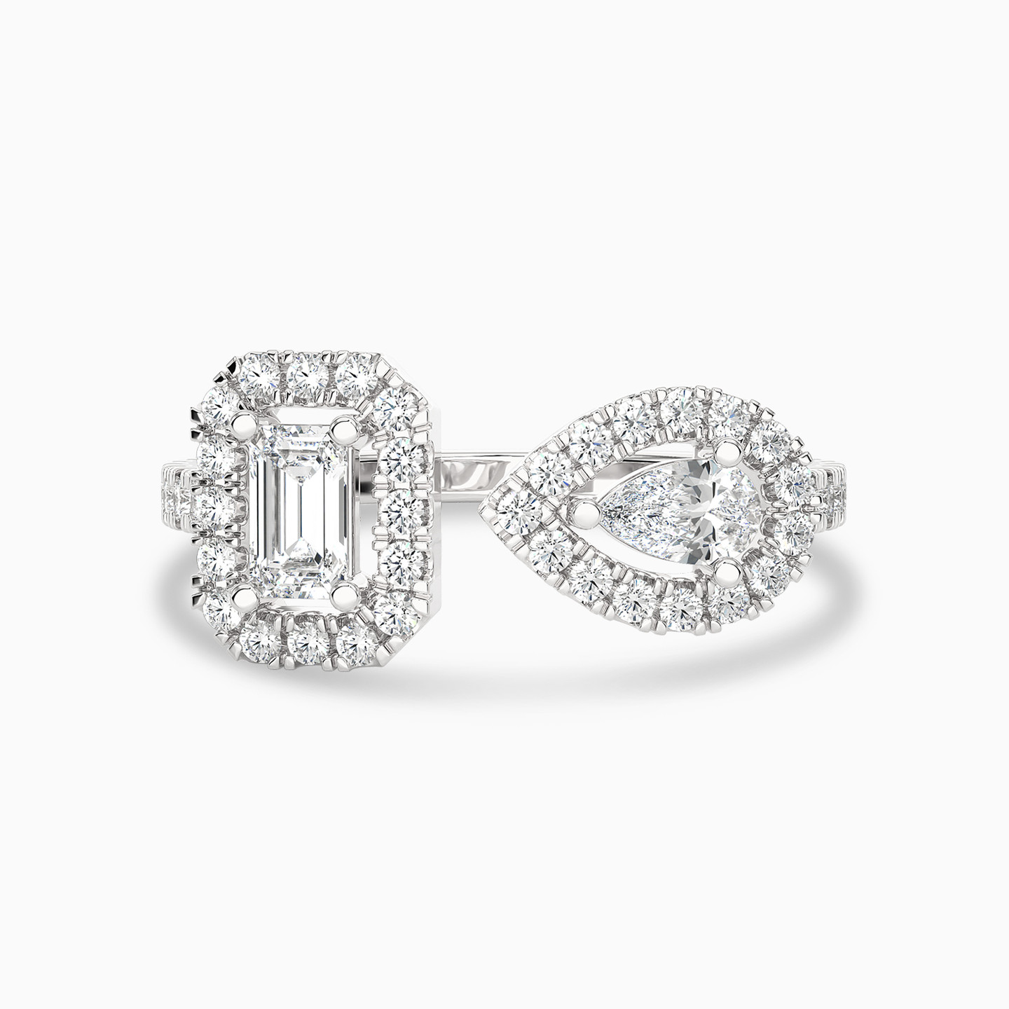 0.93 CT Multishaped Lab Grown Diamond Two headed Ring in 18K Gold 0.93 CT Multishaped Lab Grown Diamond Two headed Ring in 18K Gold