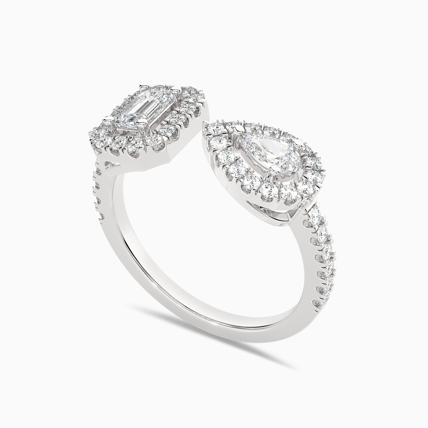 0.93 CT Multishaped Lab Grown Diamond Two headed Ring in 18K Gold - 2 0.93 CT Multishaped Lab Grown Diamond Two headed Ring in 18K Gold - 2