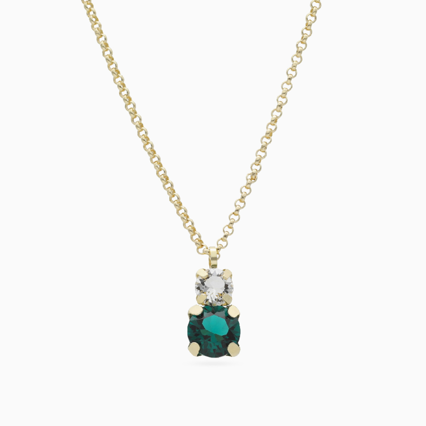 Gold Plated Colored Stones Pendant Necklace