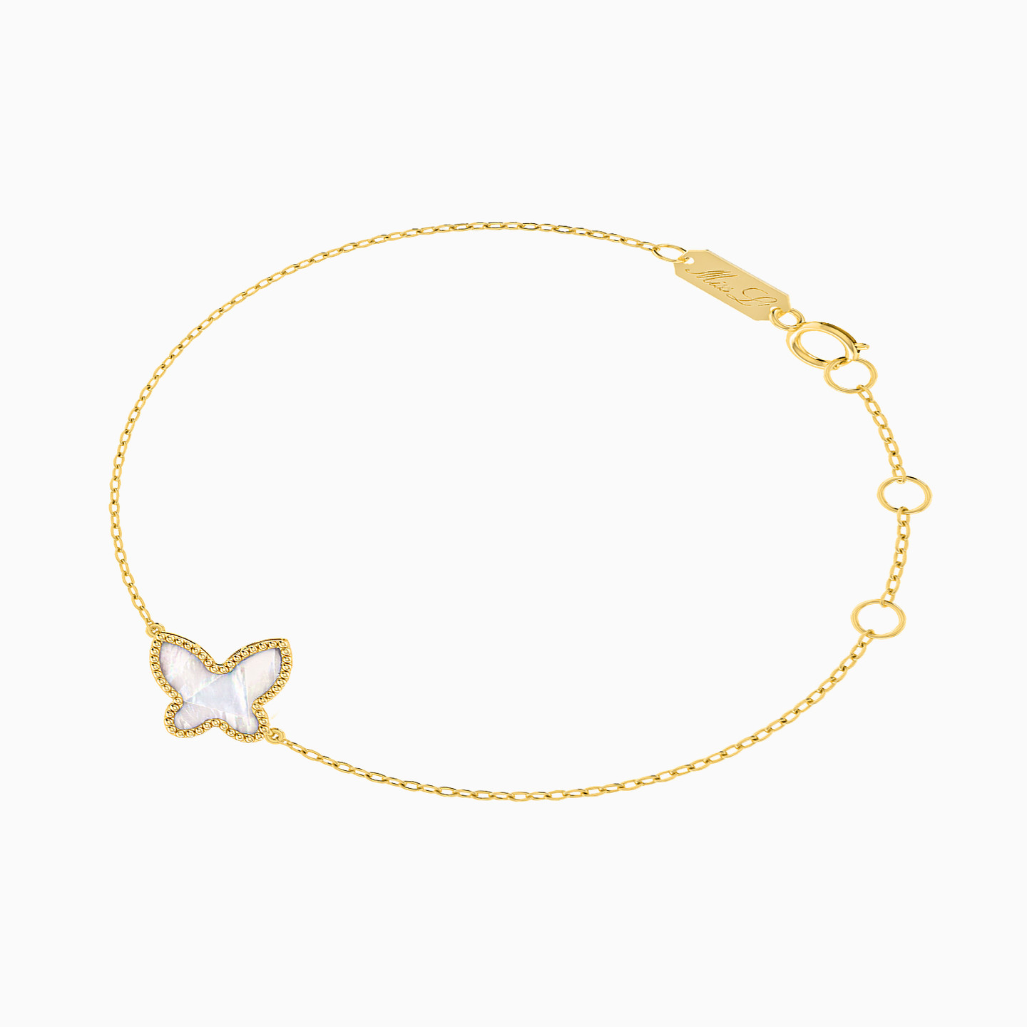 Butterfly Colored Stones Chain Bracelet in 18K Gold - 2 Butterfly Colored Stones Chain Bracelet in 18K Gold - 2