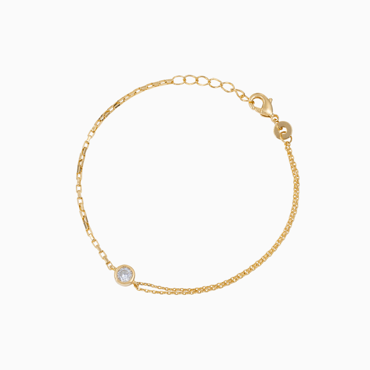 Gold Plated Cubic Zirconia Chain Bracelet - 2