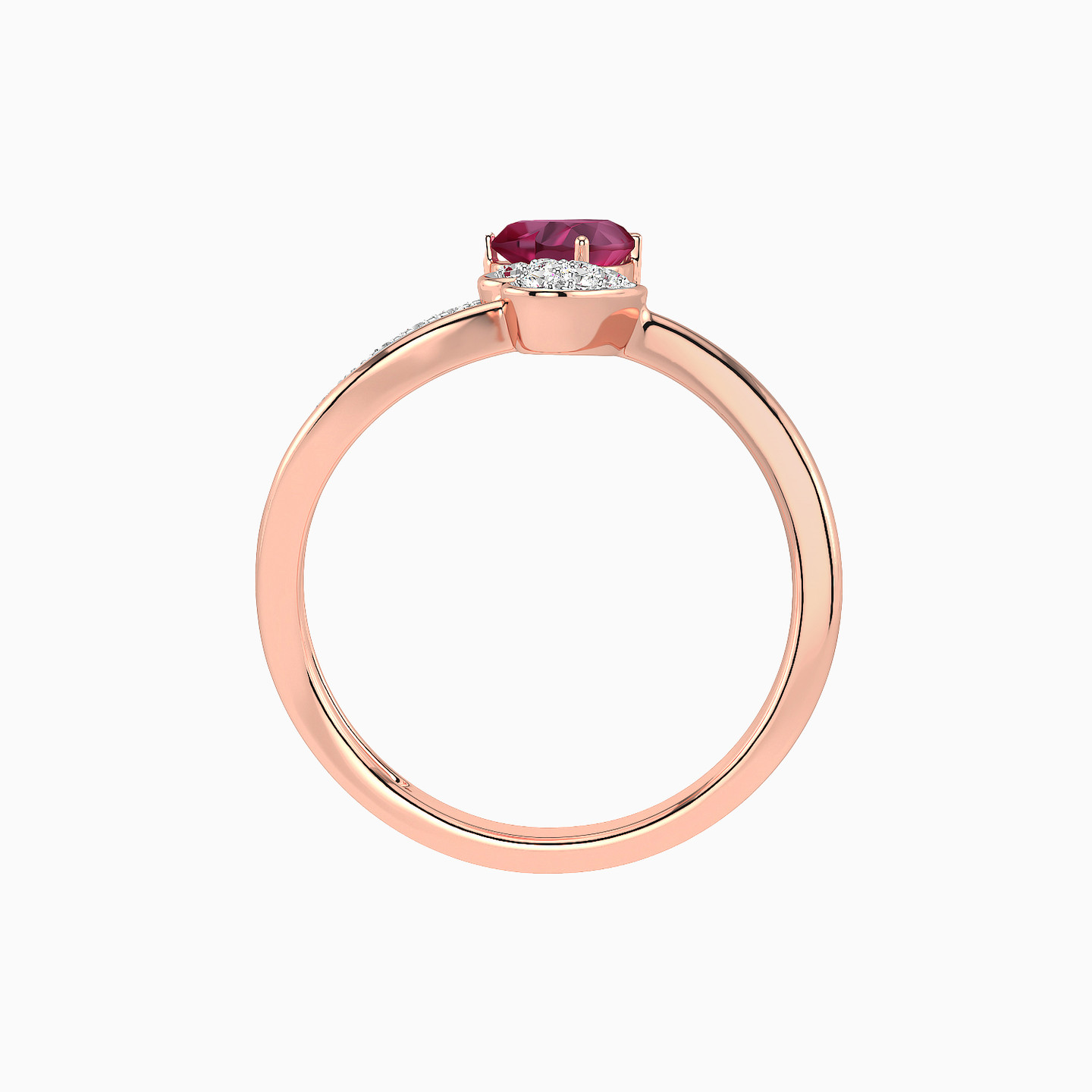 Hearts Diamond & Pink Stone Bypass Ring in 18K Gold - 4 Hearts Diamond & Pink Stone Bypass Ring in 18K Gold - 4