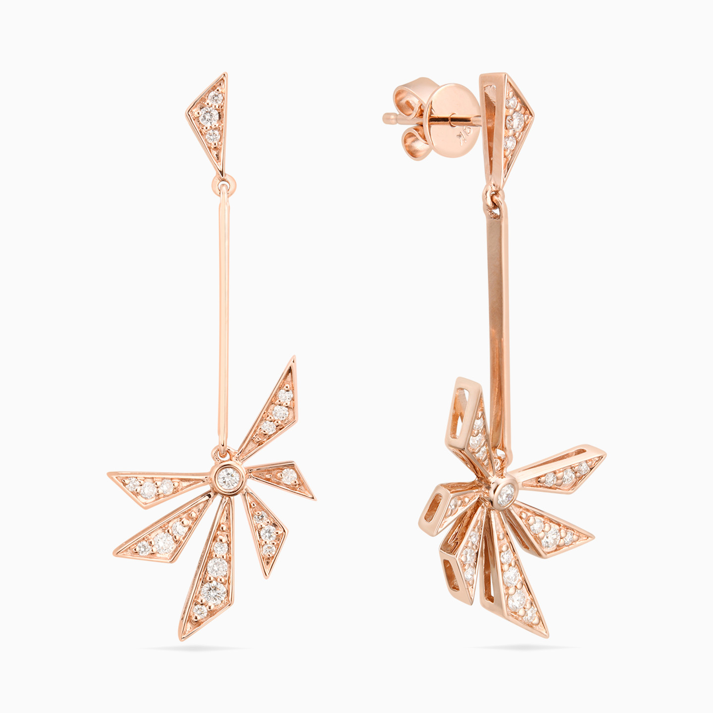 Flower Diamond Drop Earrings in 18K Gold Flower Diamond Drop Earrings in 18K Gold