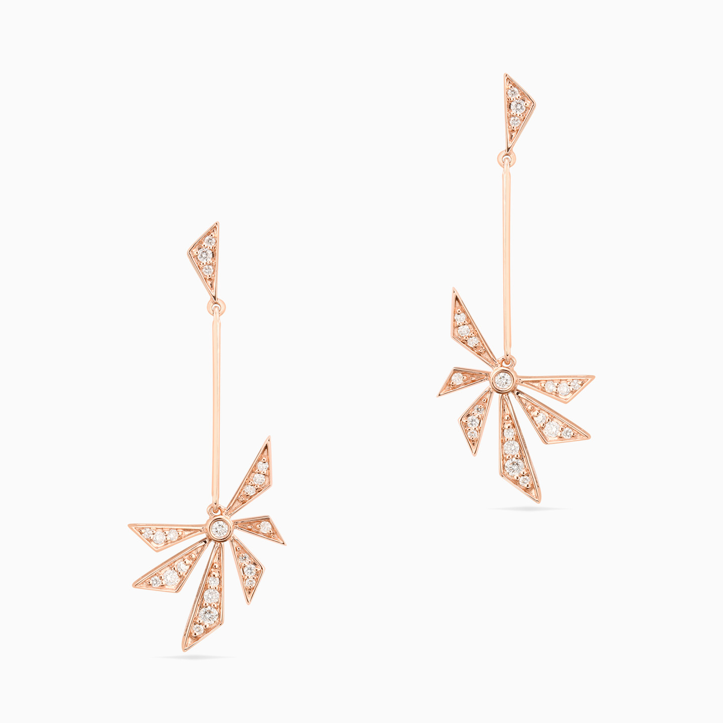 Flower Diamond Drop Earrings in 18K Gold - 3 Flower Diamond Drop Earrings in 18K Gold - 3