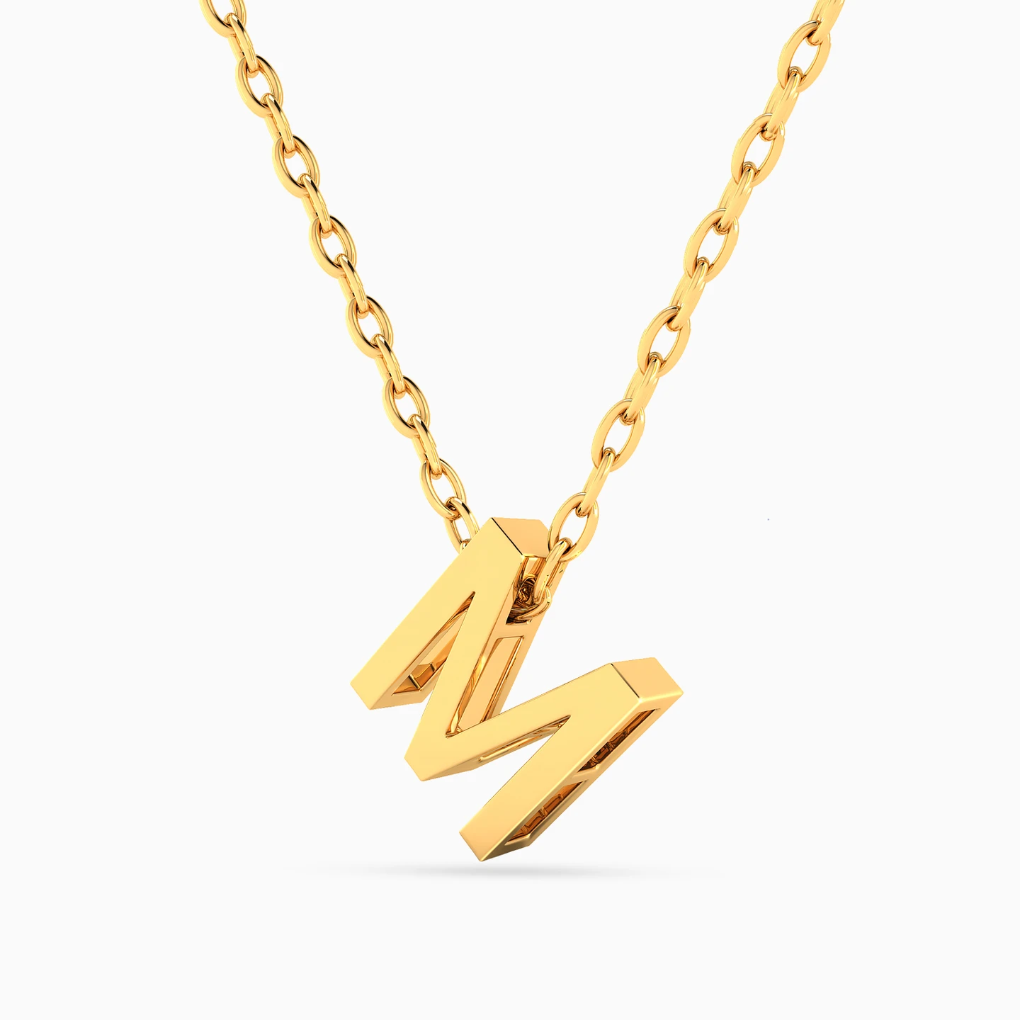 Letter M Necklace in 18K Gold - 2 Letter M Necklace in 18K Gold - 2