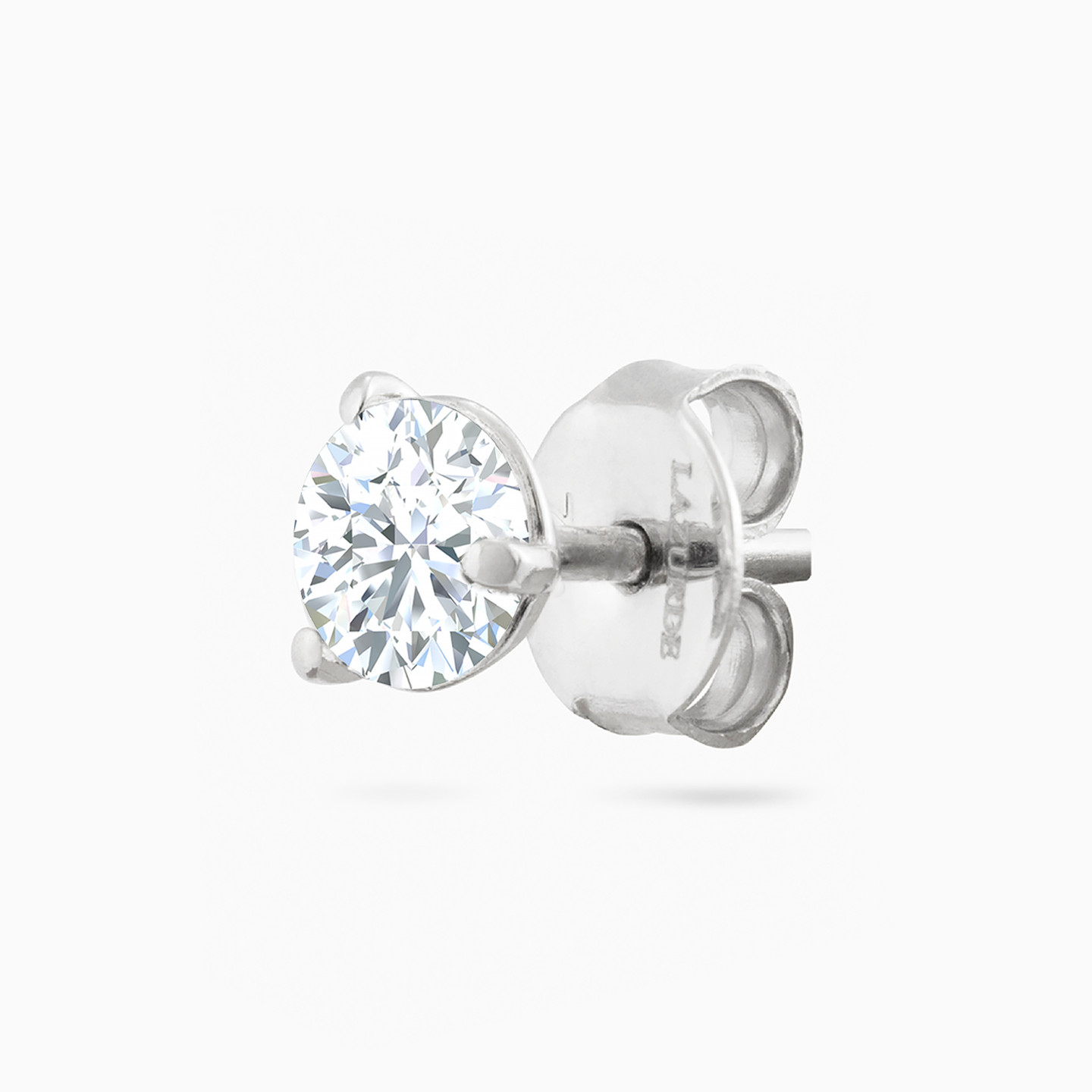 Round Cubic Zirconia Stud Earrings in 18K Gold - 3 Round Cubic Zirconia Stud Earrings in 18K Gold - 3