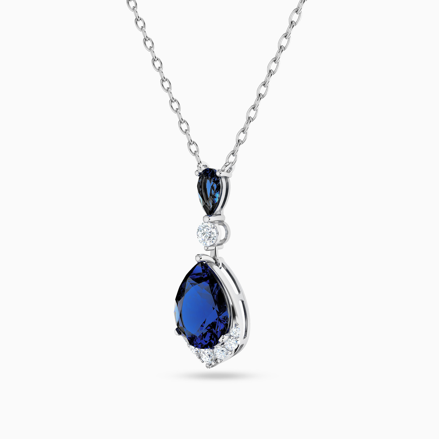 Pear Blue Stone Necklace in 18K Gold - 2 Pear Blue Stone Necklace in 18K Gold - 2