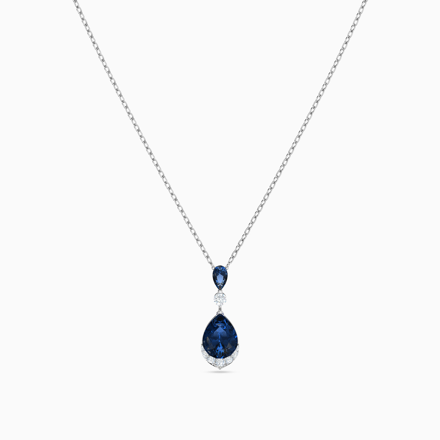 Pear Blue Stone Necklace in 18K Gold - 3 Pear Blue Stone Necklace in 18K Gold - 3