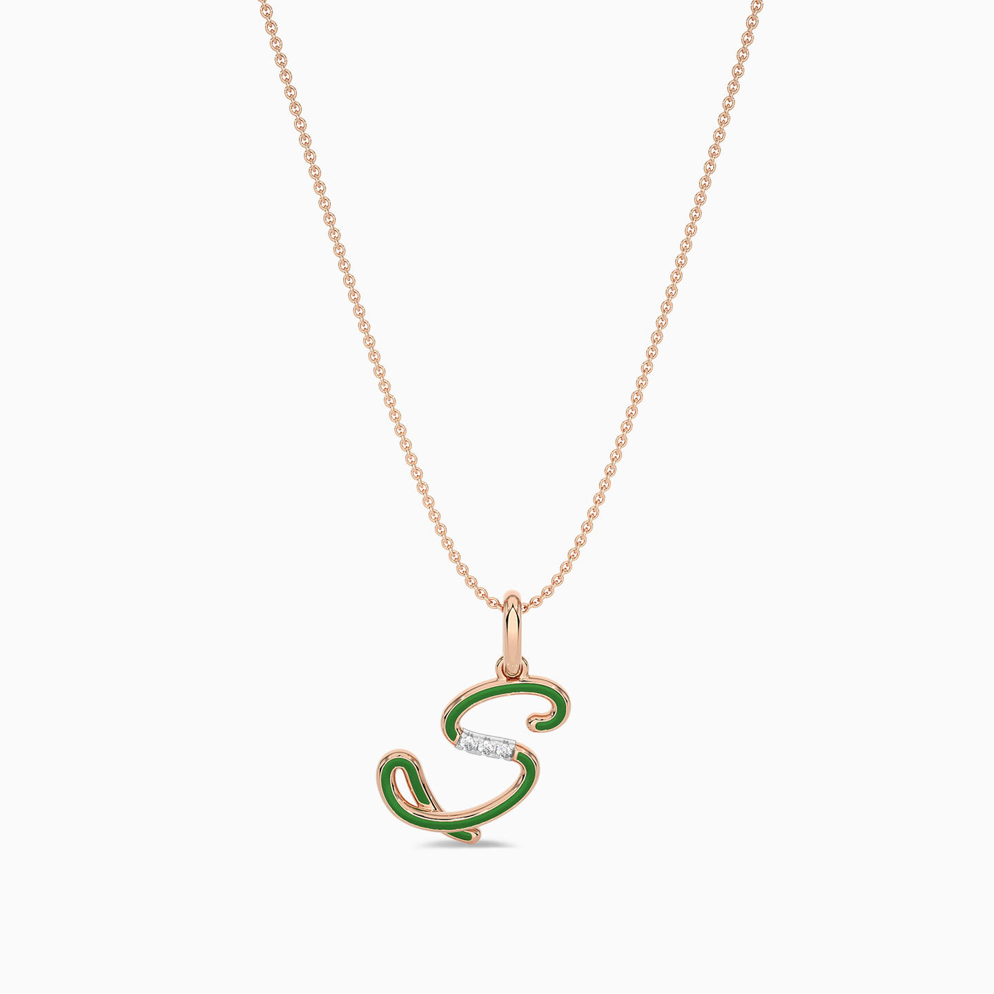 Letter S Diamond & Enamel Coated Pendant in 18K Gold - 5 Letter S Diamond & Enamel Coated Pendant in 18K Gold - 5