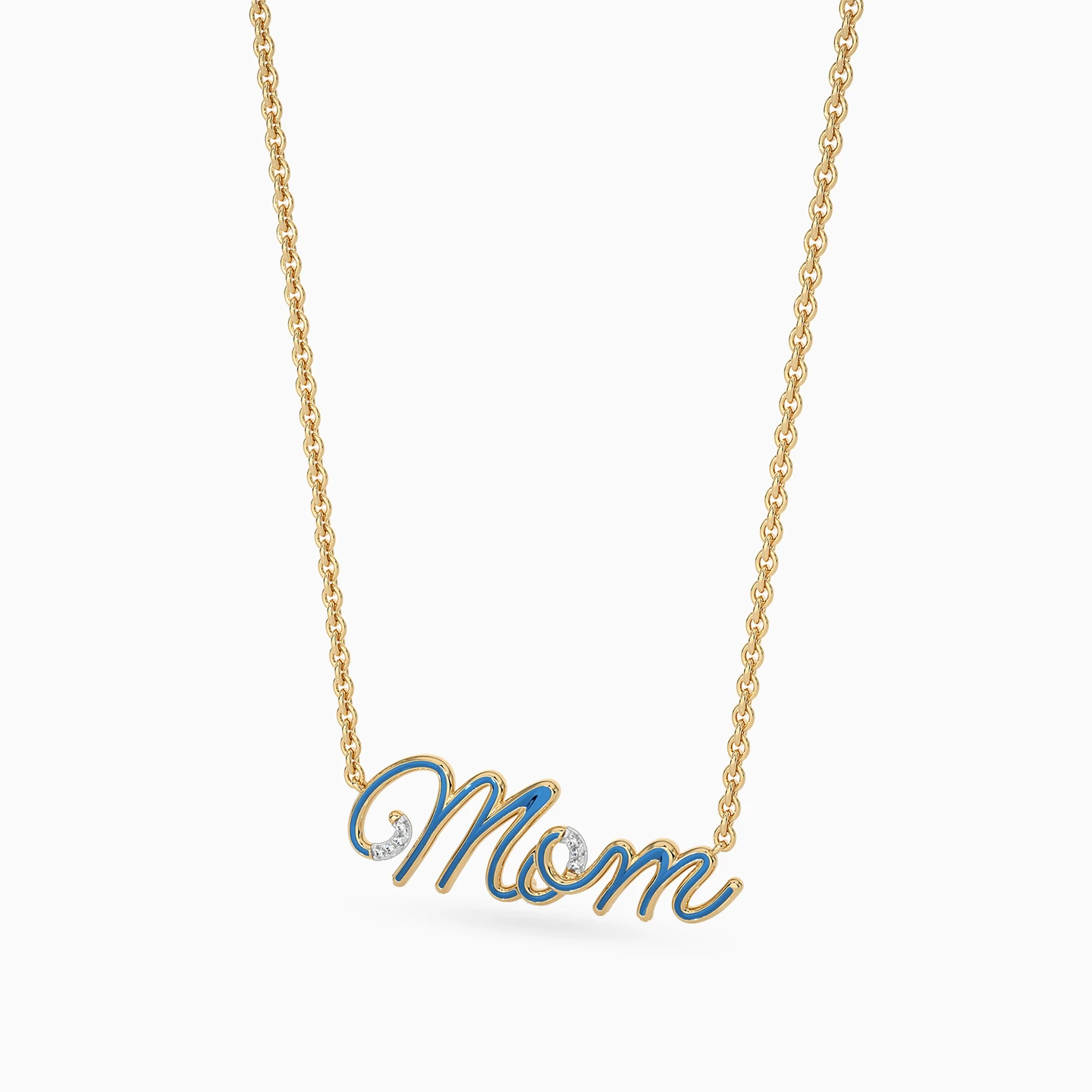 Mom Diamond & Enamel Coated Necklace in 18K Gold - 4 Mom Diamond & Enamel Coated Necklace in 18K Gold - 4